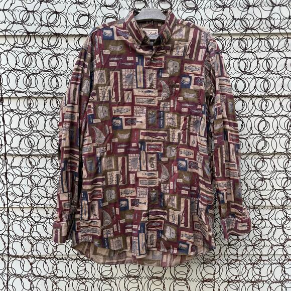 Vintage Woolrich Rustic Fisherman Fly Fishing Long Sleeve Shirt LARGE TALL READ - Picture 1 of 8